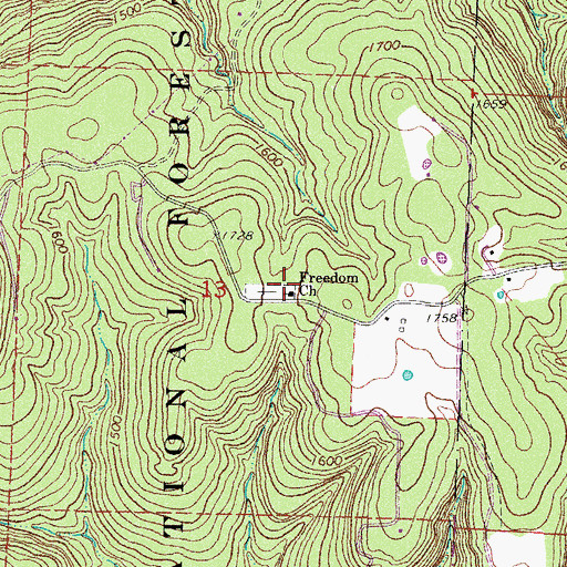Topographic Map of Freedom Church, AR