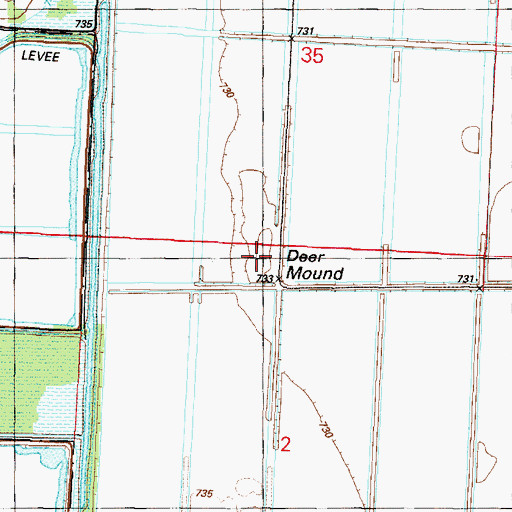Topographic Map of Deer Mound, MO