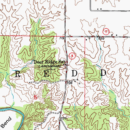 Topographic Map of Deer Ridge School, MO