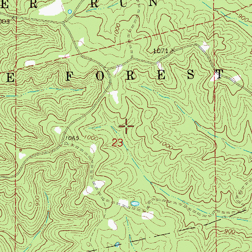 Topographic Map of Deer Run State Forest, MO