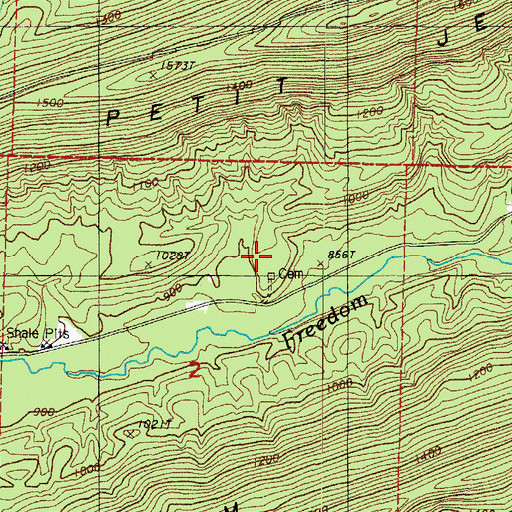 Topographic Map of Freedom Creek Cemetery, AR