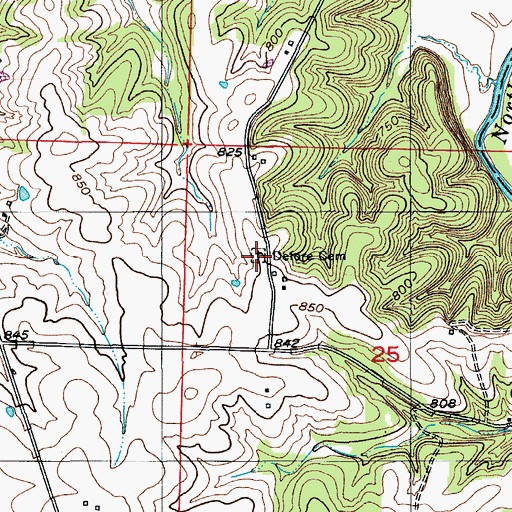 Topographic Map of Defore Cemetery, MO