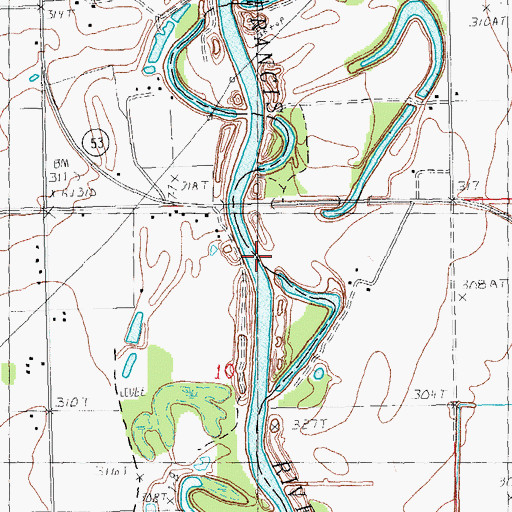 Topographic Map of Dekyns Gage, MO