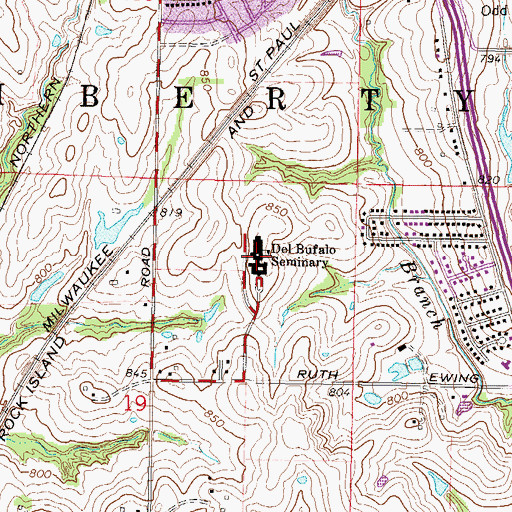 Topographic Map of Del Buffalo Seminary, MO