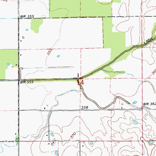Topographic Map of Delaware Creek, MO