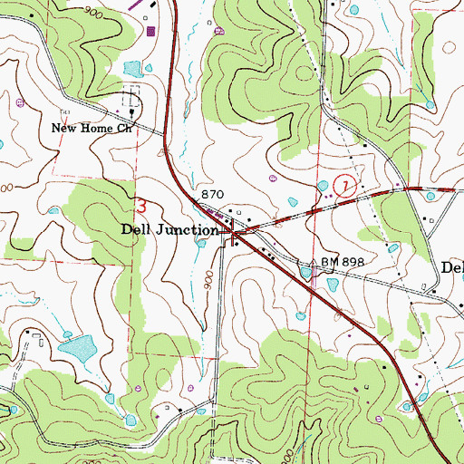 Topographic Map of Dell Junction, MO