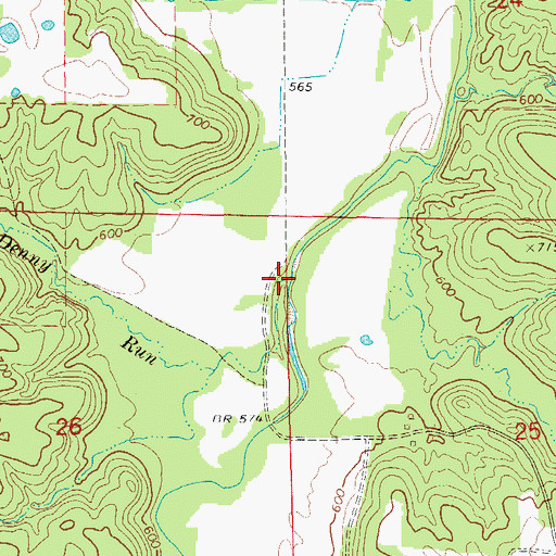 Topographic Map of Denny Run, MO
