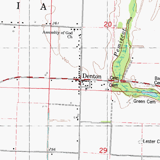 Topographic Map of Denton, MO