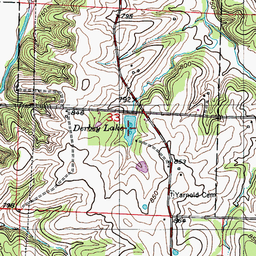 Topographic Map of Derbey Lake, MO