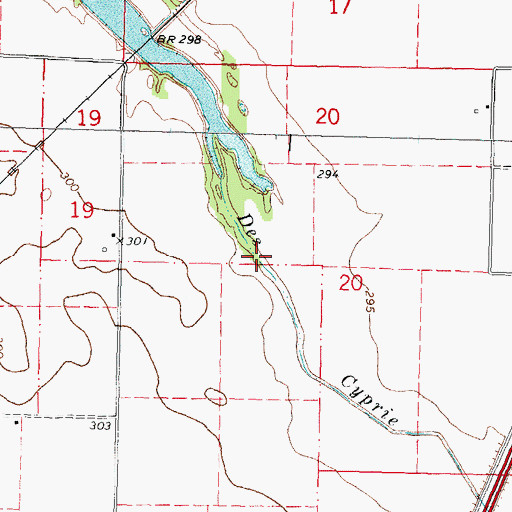 Topographic Map of Des Cyprie, MO
