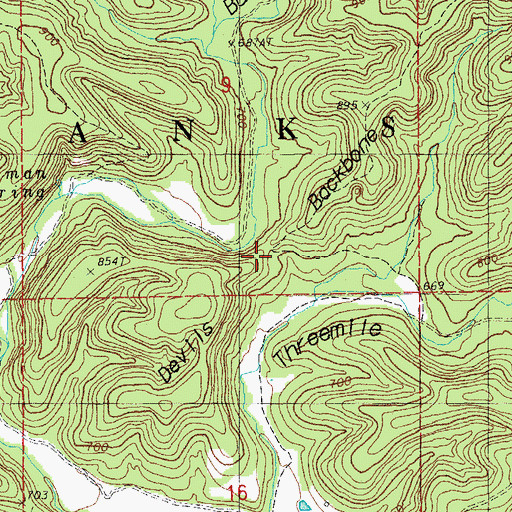 Topographic Map of Devils Backbone, MO