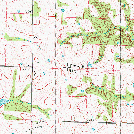 Topographic Map of Devils Horn, MO