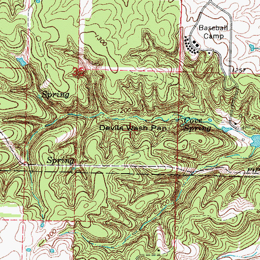 Topographic Map of Devils Wash Pan, MO