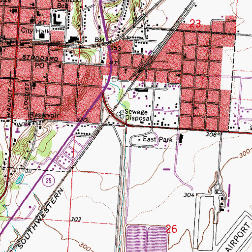 Topographic Map of Dexter Creek, MO