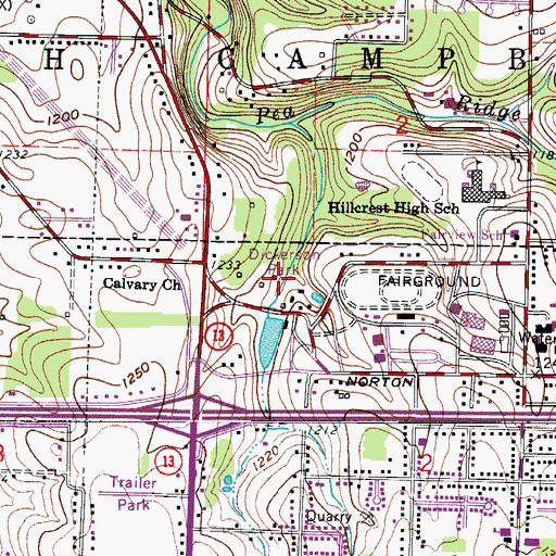 Topographic Map of Dickerson Park, MO