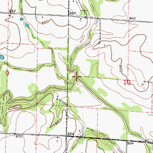 Topographic Map of Dicks Fork, MO