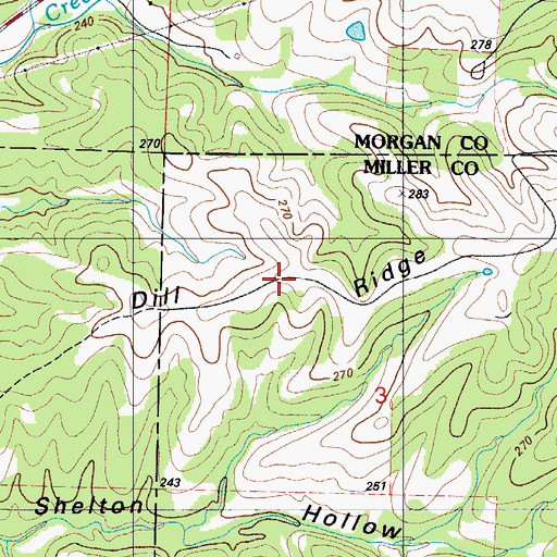 Topographic Map of Dill Ridge, MO
