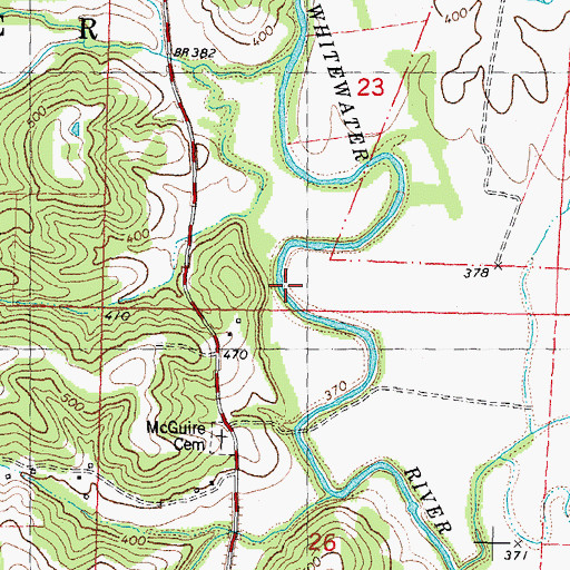 Topographic Map of Dillard Creek, MO