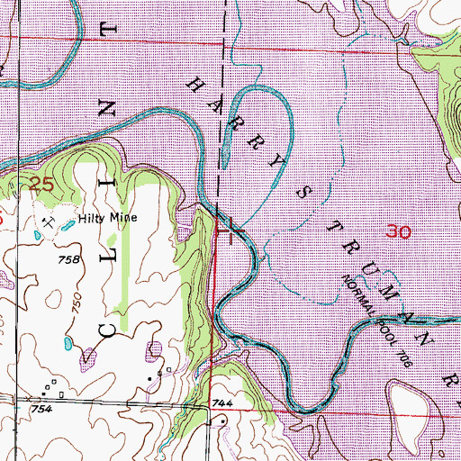 Topographic Map of Dillion Creek, MO