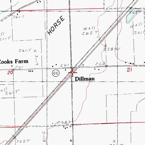 Topographic Map of Dillman, MO