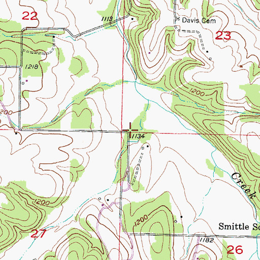 Topographic Map of Dinah Hollow, MO