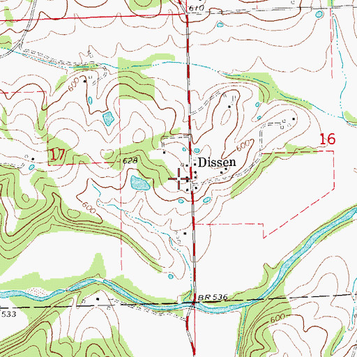 Topographic Map of Dissen, MO
