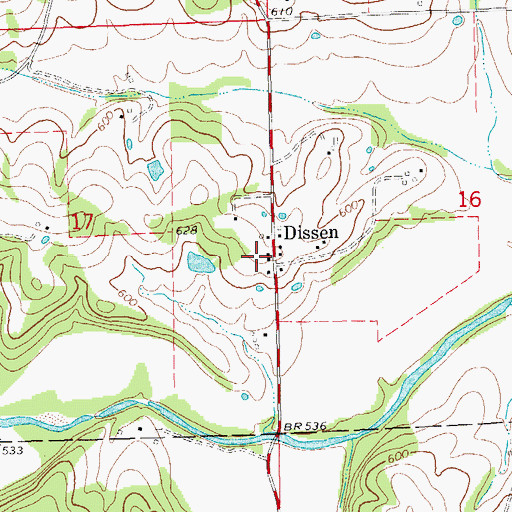 Topographic Map of Dissen, MO