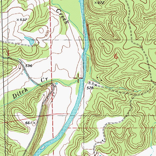 Topographic Map of Ditch Creek, MO