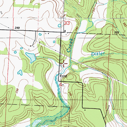 Topographic Map of Ditler Creek, MO