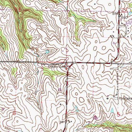 Topographic Map of Dixon Cemetery, MO