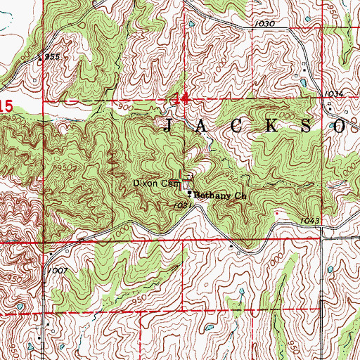 Topographic Map of Dixon Cemetery, MO