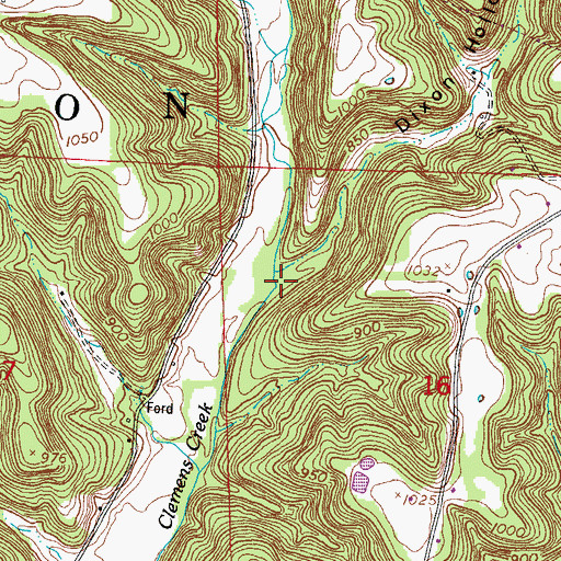 Topographic Map of Dixon Hollow, MO