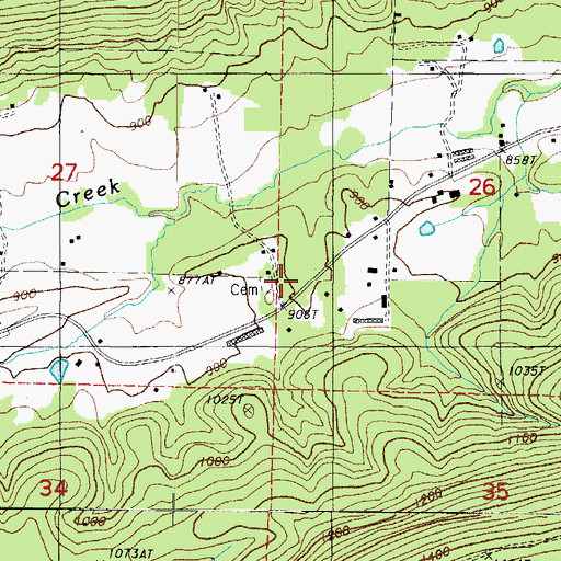 Topographic Map of Friendship Cemetery, AR