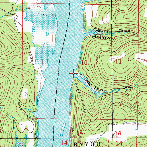 Topographic Map of Doc Hollow, MO