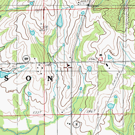 Topographic Map of Dockery Church, MO