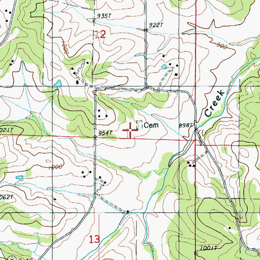 Topographic Map of Dodd Cemetery, MO