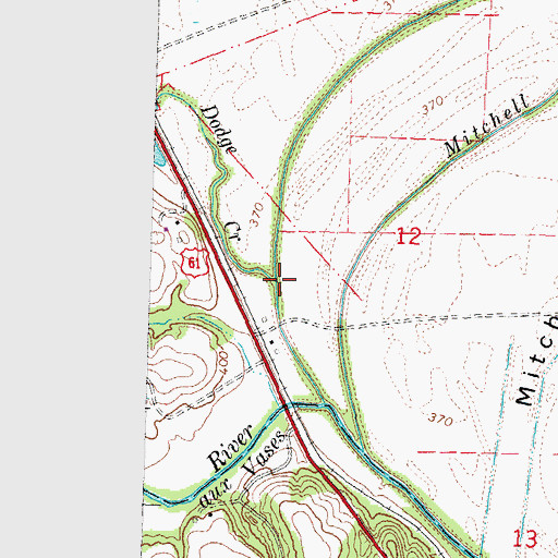Topographic Map of Dodge Creek, MO