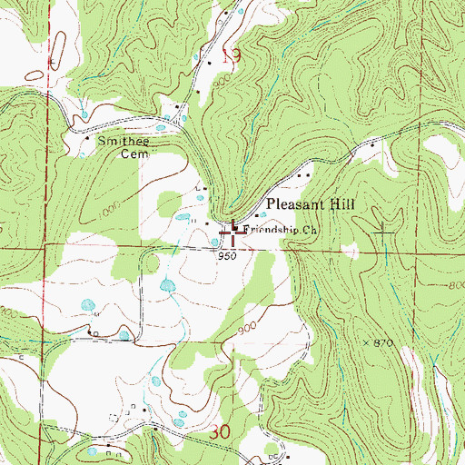 Topographic Map of Friendship Church, AR
