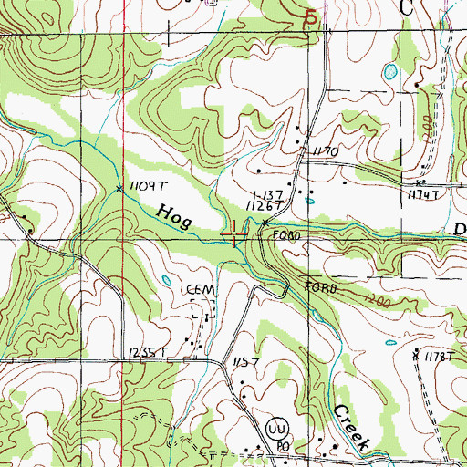 Topographic Map of Dog Creek, MO