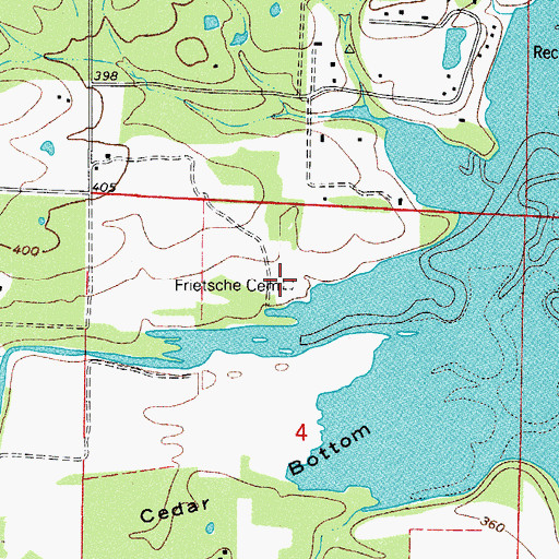 Topographic Map of Frietsche Cemetery, AR