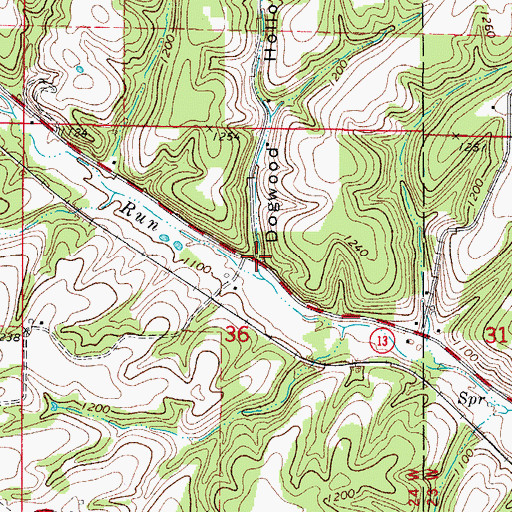 Topographic Map of Dogwood Hollow, MO