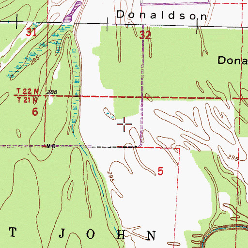 Topographic Map of Donaldson Point, MO