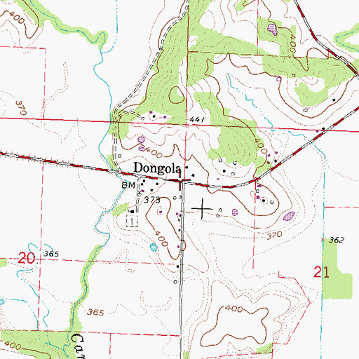 Topographic Map of Dongola, MO
