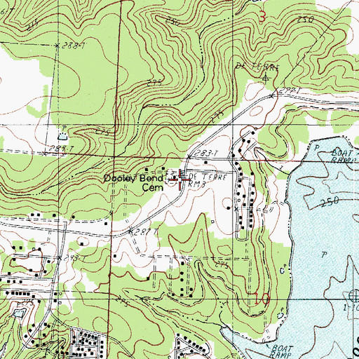 Topographic Map of Dooley Bend Cemetery, MO