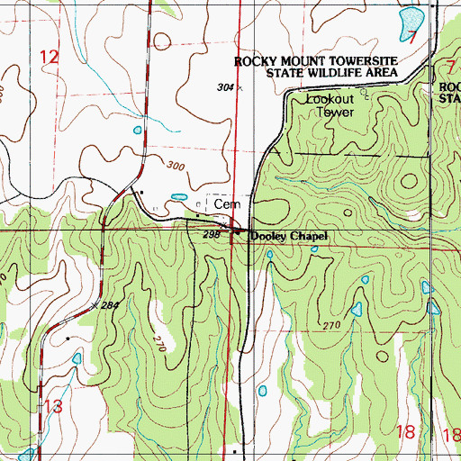 Topographic Map of Dooley Chapel, MO