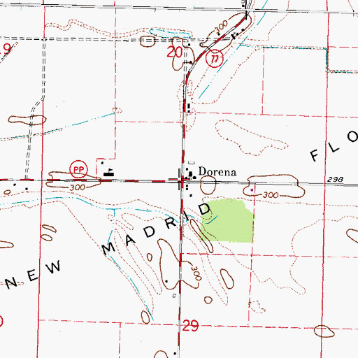 Topographic Map of Dorena, MO