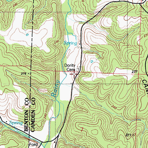 Topographic Map of Dority Cemetery, MO