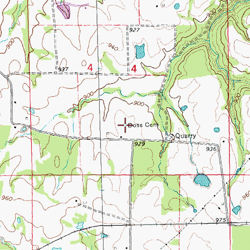 Topographic Map of Doss Cemetery, MO