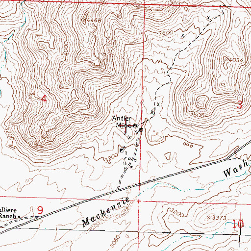 Topographic Map of Antler Mine, AZ