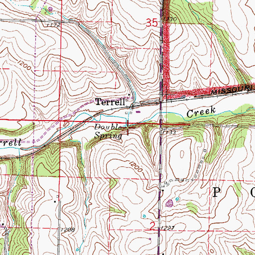 Topographic Map of Double Spring, MO